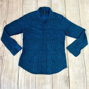 UNIQLO Men’s Oxford Slim Fit Button Down Long Sleeve Shirt Ocean Blue Size Large